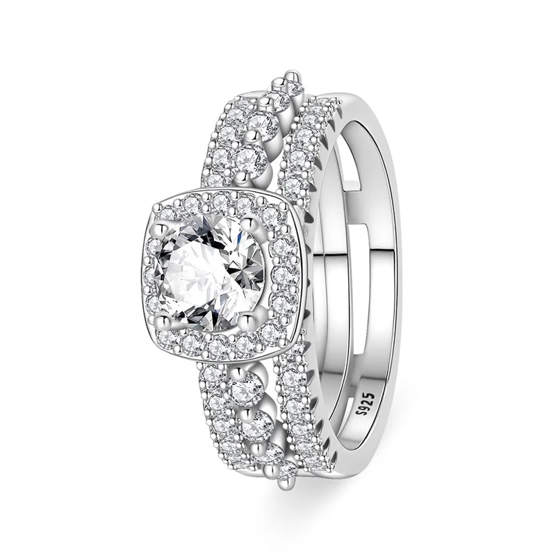 خواتم النساء 925 فضة ضوء الفاخرة مزيج خواتم تمهيد تشيكوسلوفاكيا تألق الزركون غرامة المشاركة مجوهرات الزفاف هدايا