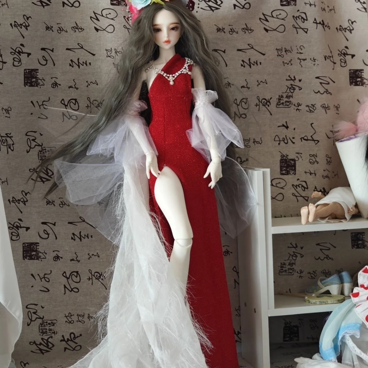 1/3 1/4 1/6 BJD Doll Clothes,Uncle Sexy Red Evening Dress Free Shipping