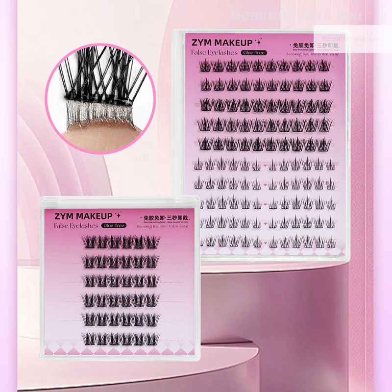 New1 Box zelfklevende wimper, voorgelijmde wimper, clusterwimper, geen lijm nodig, gemakkelijk aan te trekken, diy wimperverlenging