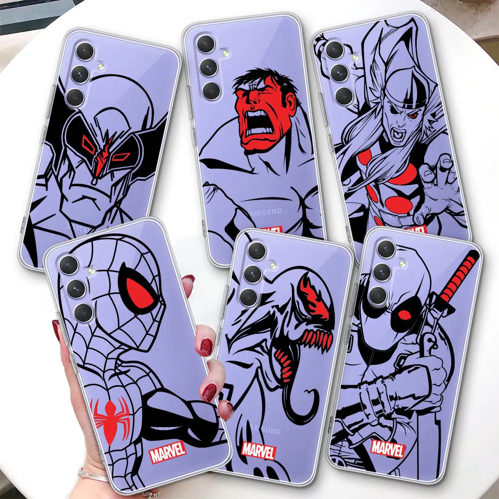 Marvel superhero cartoon Phone Case for Samsung Galaxy A71 A15 A24 A54 A55 A33 A35 A12 A13 A14 A22 A25 A31 Transparent TPU Cover