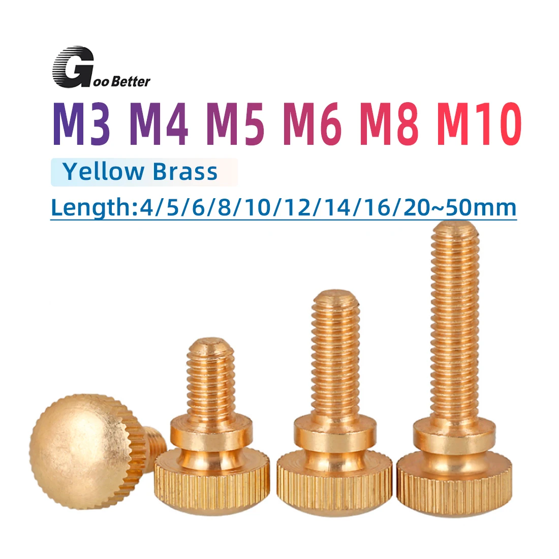 

Brass Knurled Thumb Screws Hand Grip Knob Bolts M3 M4 M5 M6 M8 M10 Step Bolt Copper Twist Knurled Bolts
