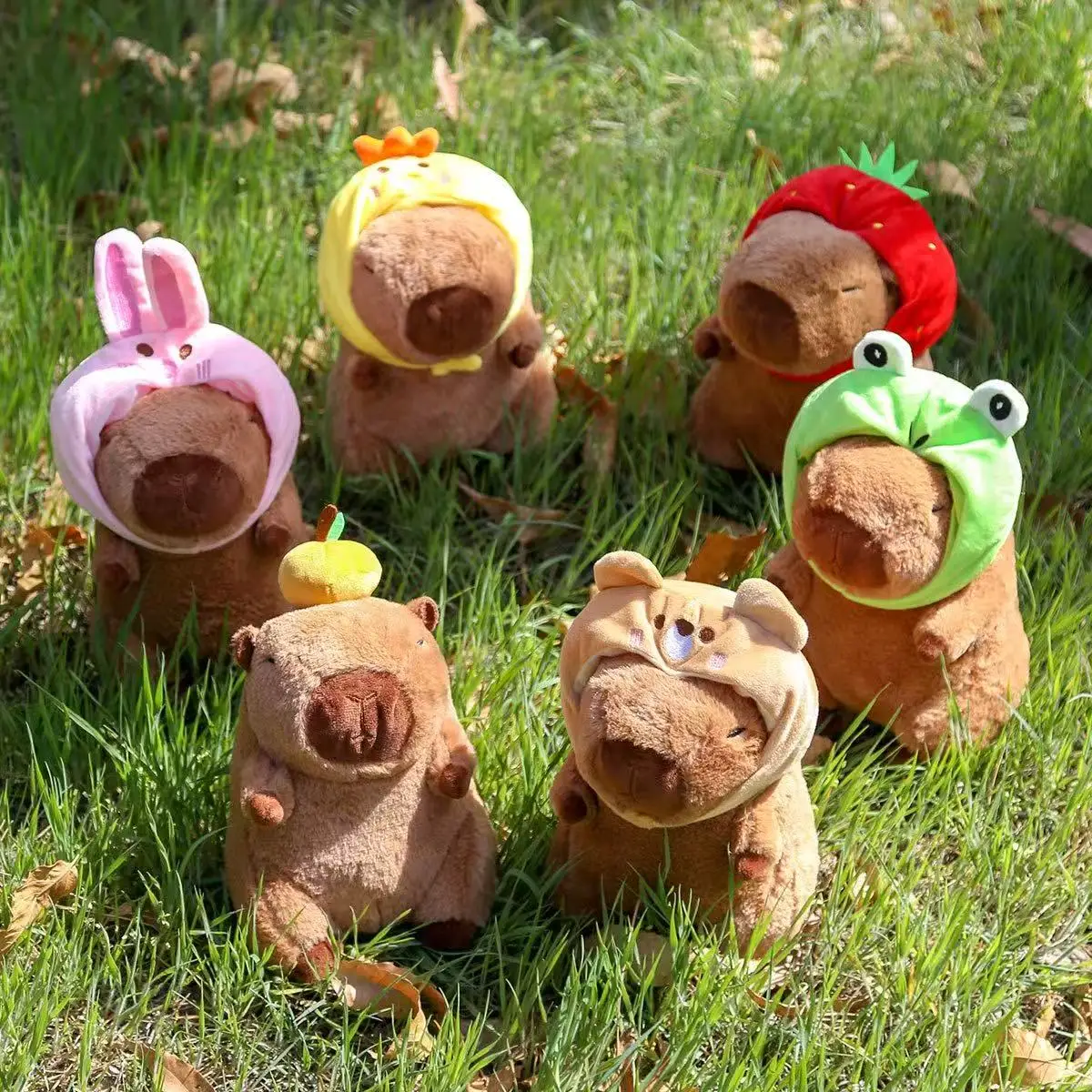Capybara Plush Toy Set Mommy with 4 Little Capibaras Capibala Plushie Dolls Stuffed Animal Pillow Turtle Backpack Car Decor