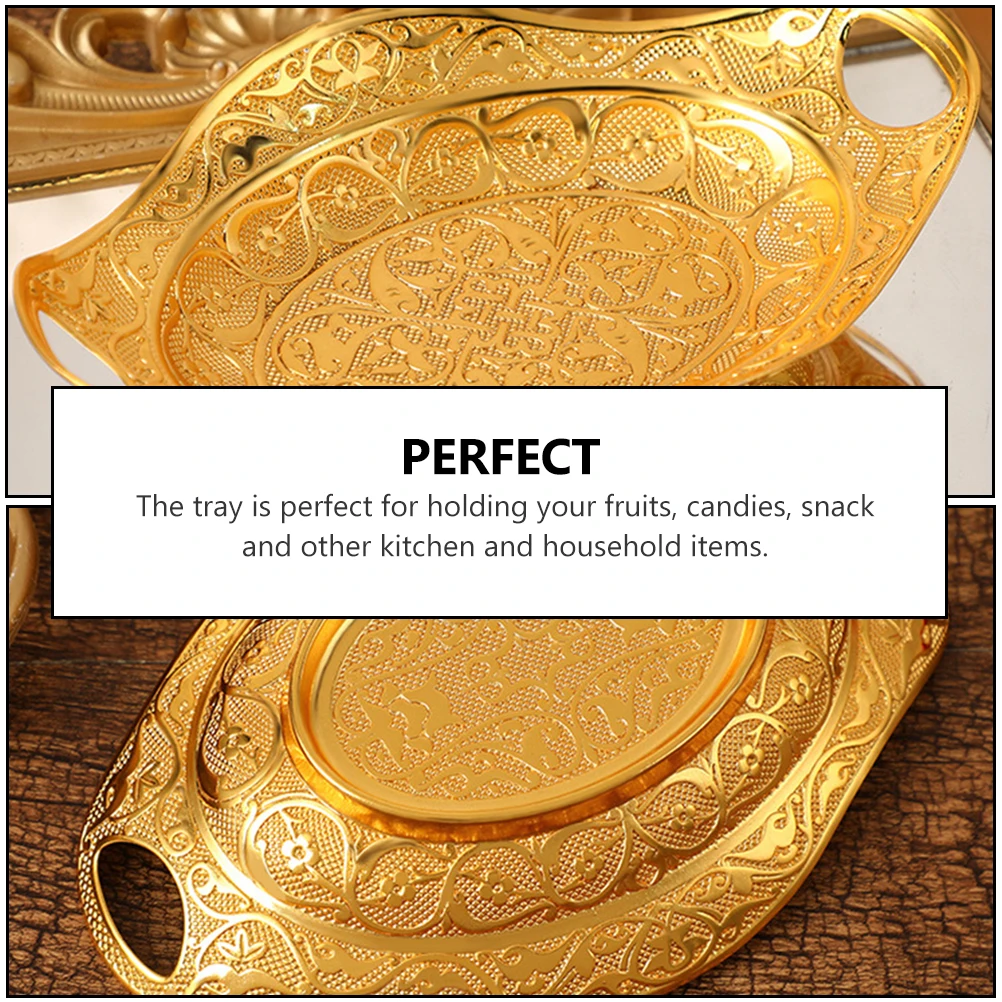 

European Style Fruit Plate Zinc Alloy Snacks Tray Decorative Storage Luxurious Home Practical Reusable Easy Clean Party Wedding