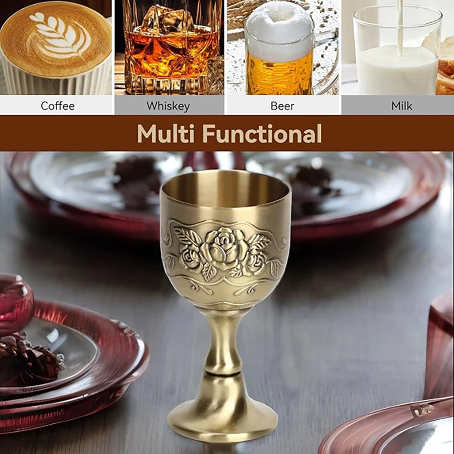 خمر كأس زهرة تنقش الذهب بالتواصل كوب النحاس معدن النبيذ العقيق زهرة تنقش كؤوس لقطة أكواب النبيذ المعدنية النحاس #6