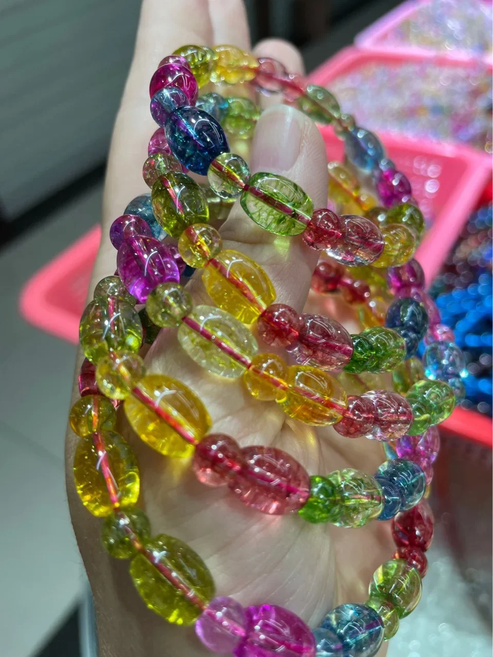 

Прямые продажи с фабрики, выскакивающий кристалл, 8*10, древние бусины, бусины из проса, выскакивающий красочный браслет, аксессуары, браслет