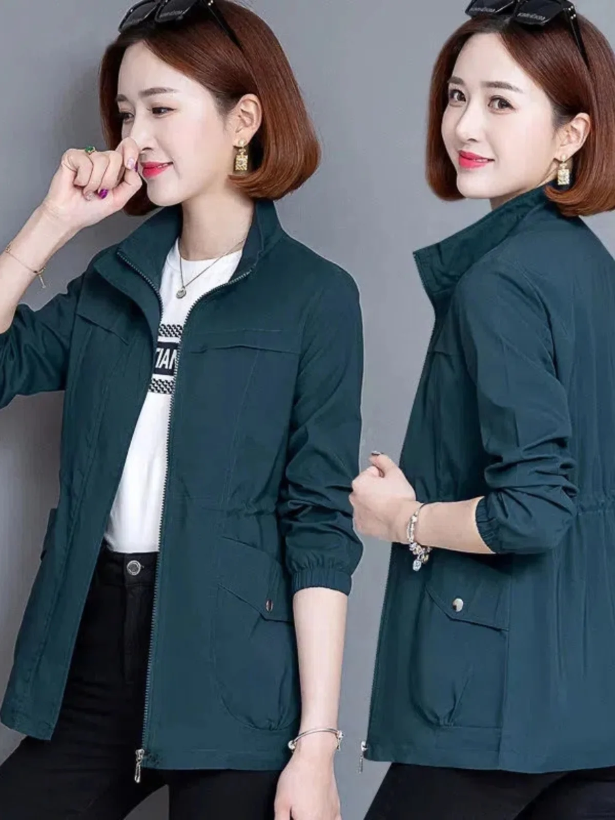 Chaqueta Corta de Moda para Mujer, Estilo Mamá, Versátil, Talla ande, Abrigo de Primavera y Otoño, Nuevo Estilo, Top Modern...