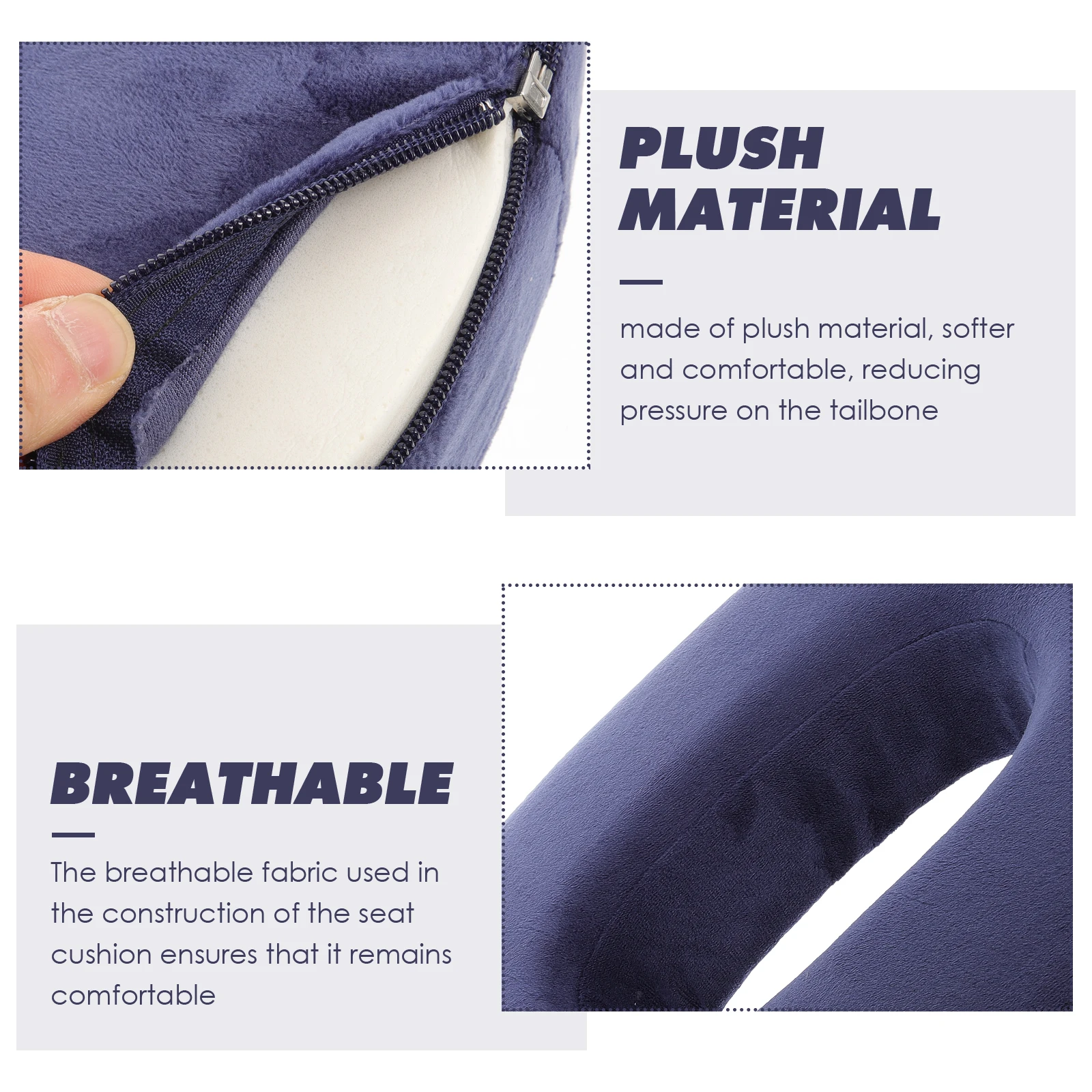 

High Rebound Seat Cushion Donut Pillow Tailbone Relief Office Chair Hip Support Soft Comfortable Breathable Fabric