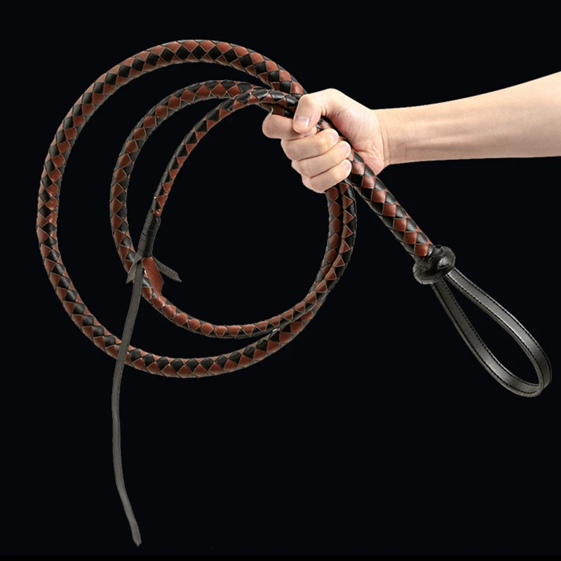 240CM Real Leather Horse Whip Bull Whip, Genuine Leather Bull Whip Cowhide Horse Riding Whip