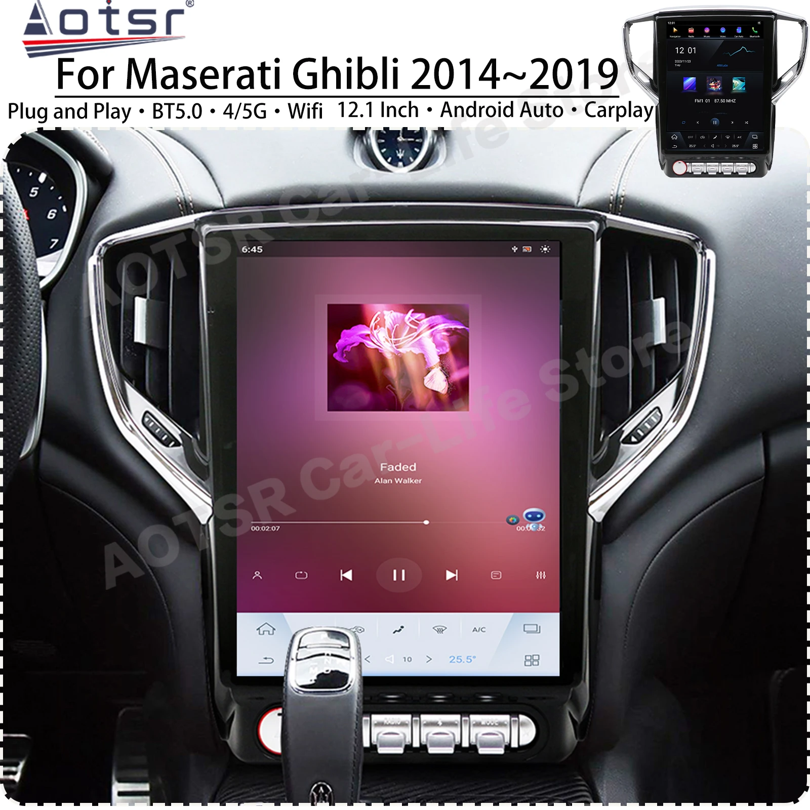 

12.1 Inch Qualcomm Android 13 Auto For Maserati Ghibli 2014~2019 Multimedia GPS Navigation Car Radio Vertical Screen Head Unit