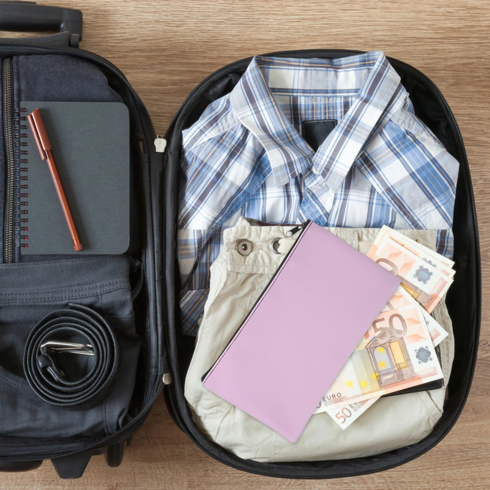 

2Pcs PU Money Pouch with Smooth Zipper for Cash Coins and Receipts Secure and Solution