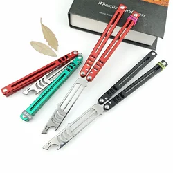 Practice Balisong Training Folding Flail Knife 440C Blade Aluminum Alloy Handle Outdoor Trainer Tanto Pocket No Sharp EDC Tools