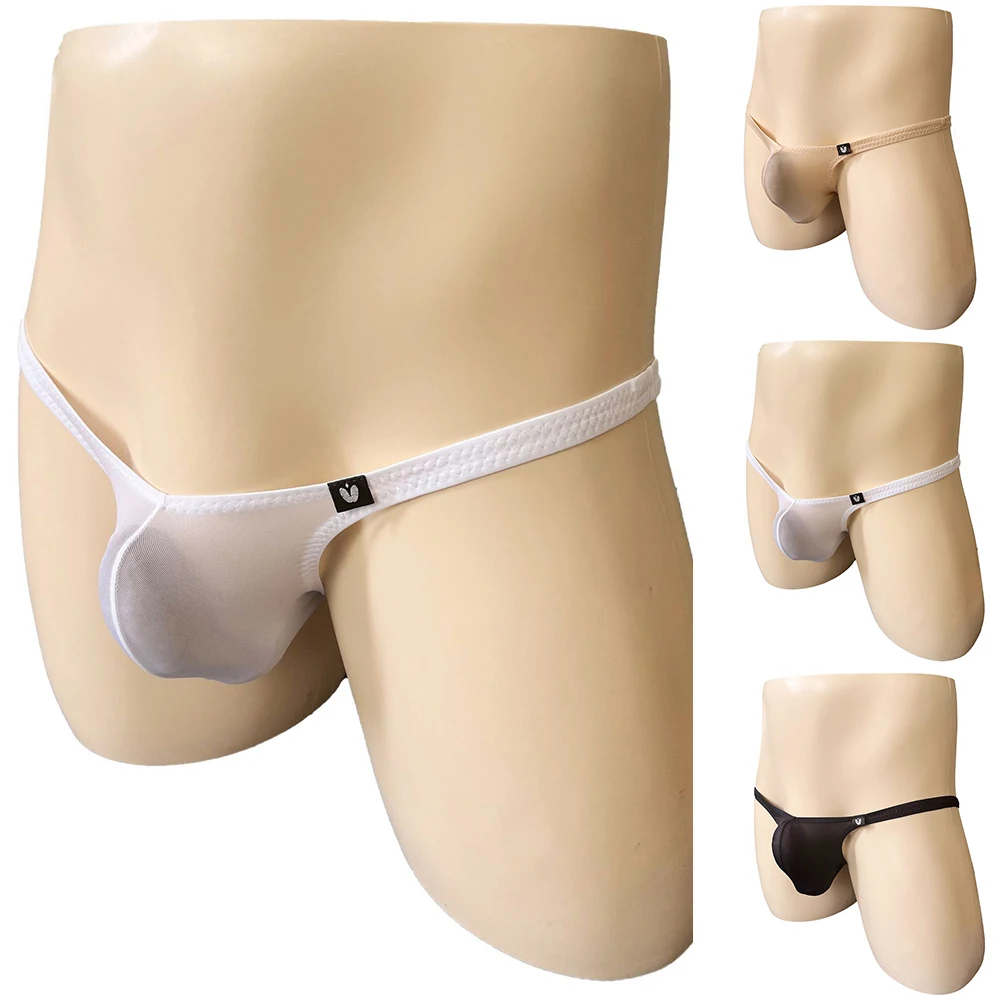 Men Low Rise Thong G-String Sexy Mini T-back Underwears Half-covered Buttocks Panties Gay Sissy Ultra Thin Panties Underpants