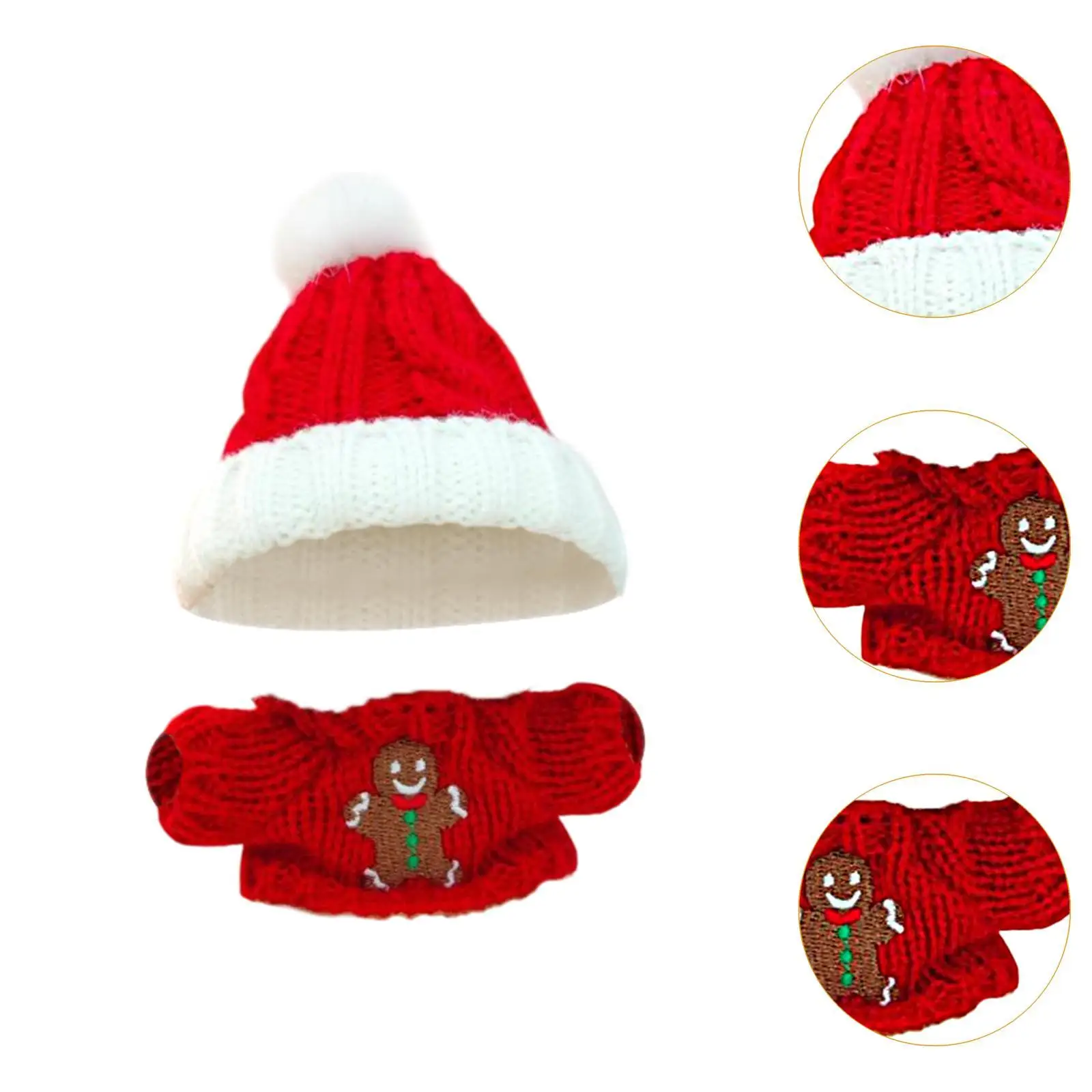 15 cm-17 cm Puppenkleidung, Puppen-Outfit, Lebkuchenmann-Pullover mit Weihnachtsmütze, Weihnachtsgeschenk, weiche Foto-Requisiten, Weihnachtskostüm
