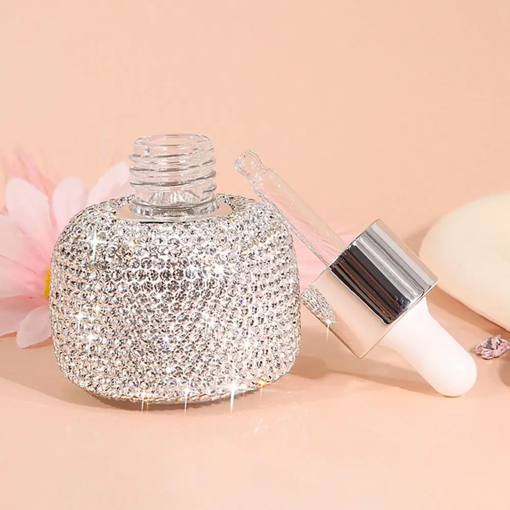 Bling Refillable Glass Dropper Bottles Rhinestone Inlaid Portable Essential Oil Vials Empty 30ml Perfume Container Women