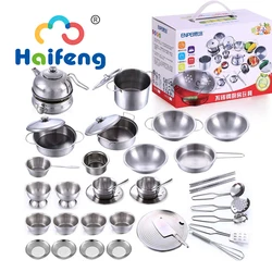 25Pcs Children Stainless Steel Pretend Play Food Kitchen Cookware Set Toy Mini Cooking Game Pot  Shovel Tinplate Kid Kitchen Toy