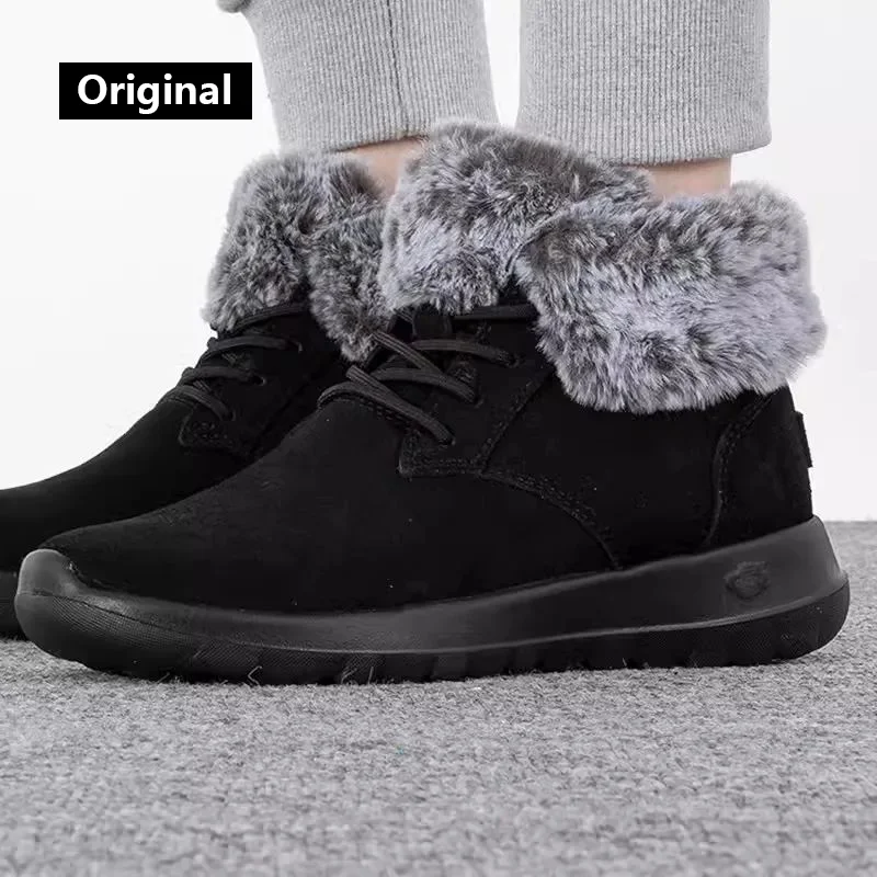 Skechers women's shoes winter sports shoes fleece-lined warm cotton shoes short boots snow boots high-top casual shoes