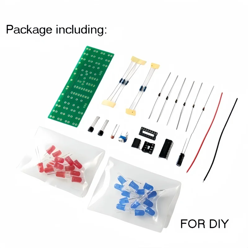 NE555 CD4017 IC LED لتقوم بها بنفسك طقم إضاءة إلكترونية أحمر أزرق ثنائي اللون لتقوم بها بنفسك عدة ستروب بدلة إلكترونية مكونات أضواء وامضة