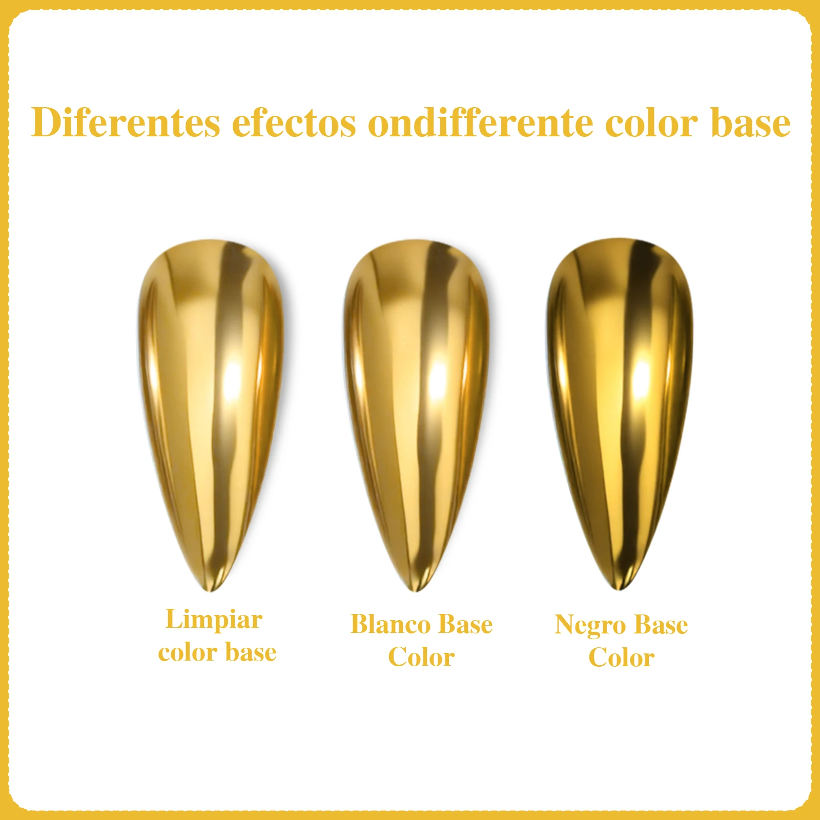 Goldener Spiegel-Chrom-Nagelpuder mit Metalleffekt, Nagelglitter mit Schwammstab, DIY Nagelkunst, Salon-Maniküre-Dekorationspigment – Detail 4