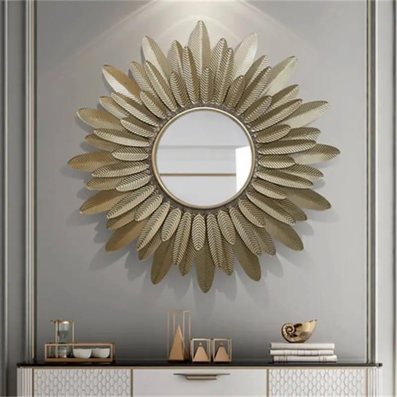 Quality Murale Mirror Decorate Living Room Metal Aesthetic Luxury Wall Art Makeup Cute Gold Espejos Para Pared Miroir