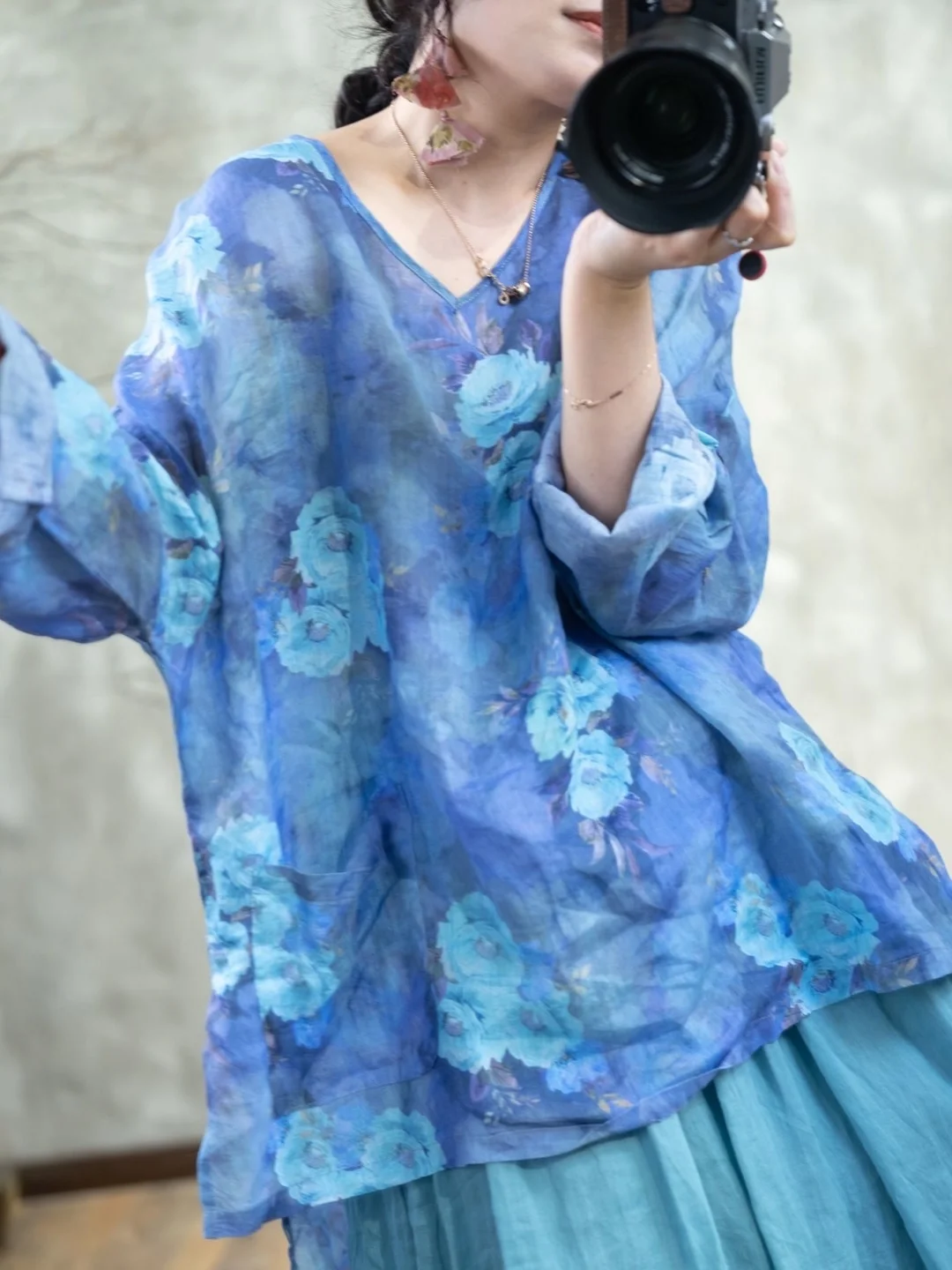 

Ele винтажный хлопковый льняной топ с красивым принтом, свободный крой, антивозрастной, художественный, лето-осень, Новое поступление, китайский Sle irt