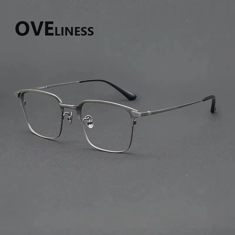 Pure Titanium Glasses Frame Men Square Ultralight Eyeglasses frame Japanese Ultralight-Weight High Quality Eyewear