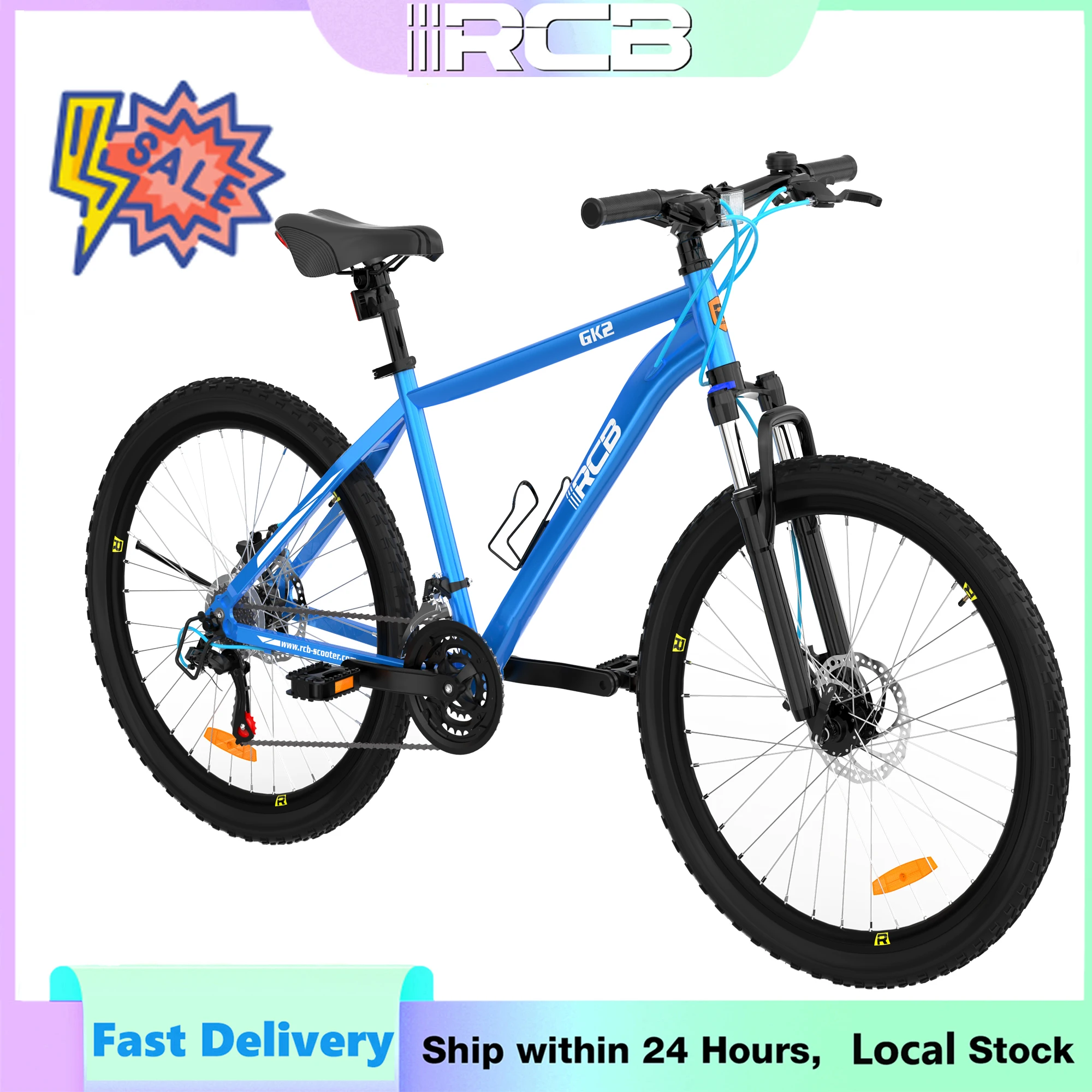 Rcb Gk2 Vtt Mountainbike voor volwassenen, 12+ jaar, 26 inch, 21 versnellingen, aluminium frame, voorvering, schijfremmen, max. belasting 150 kg, 85% voorgemonteerd