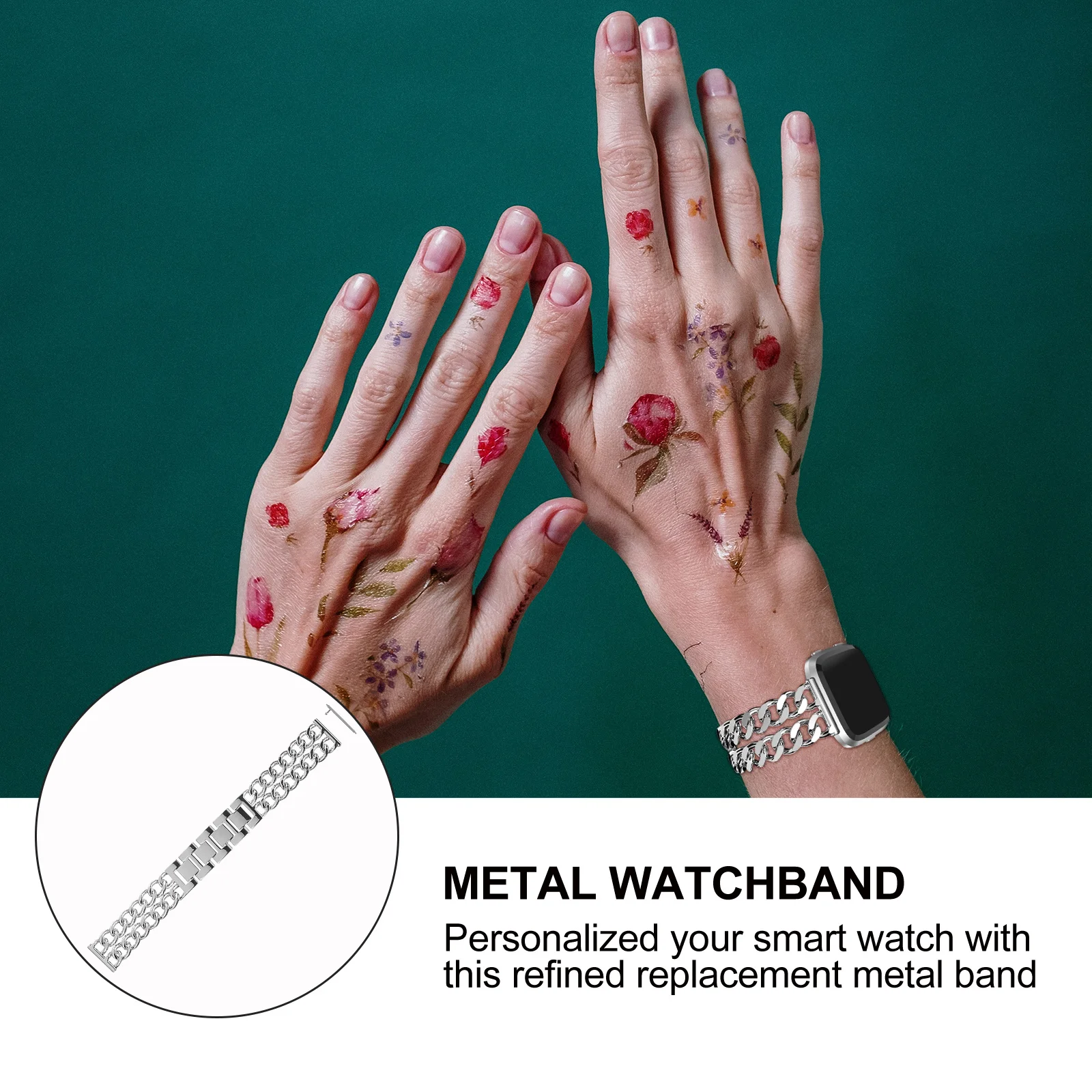 

Durable Stainless Steel Watch Band Adjustable Length Metal Replacement Strap Fashion Wrist Bracelet