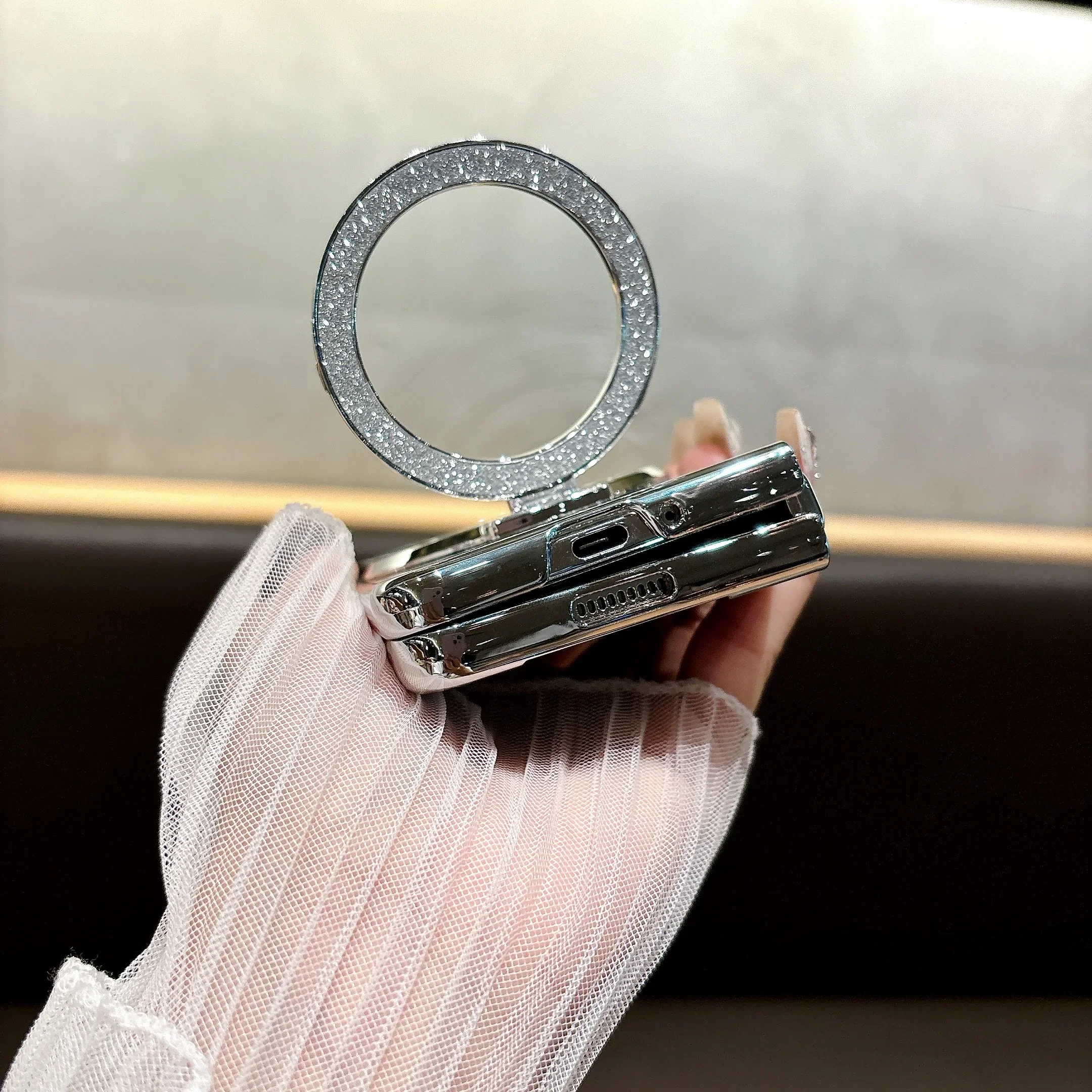 Ring galvanisierte funkelnde Handyhülle für Samsung Galaxy Z Fold 7 6 5 4 3 Fold6 Fold5 Fold4 Fold7 magnetische stoßfeste Abdeckung – Detail 6