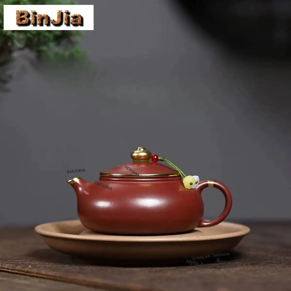200ml Yixing Purple Clay Teapot Handmade Gold Drawing Han Jiang Pot Raw Ore Dragon's Blood Sand Kettle With Infuser Zisha Teaset