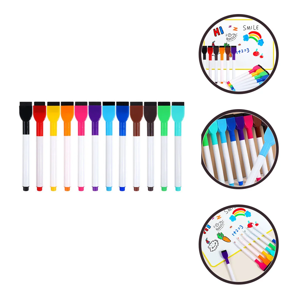 

12 шт. красочные маркеры для доски, ручки для сухого стирания с тонким наконечником, портативные, легкие для классной комнаты, офиса, письменные принадлежности, разноцветные