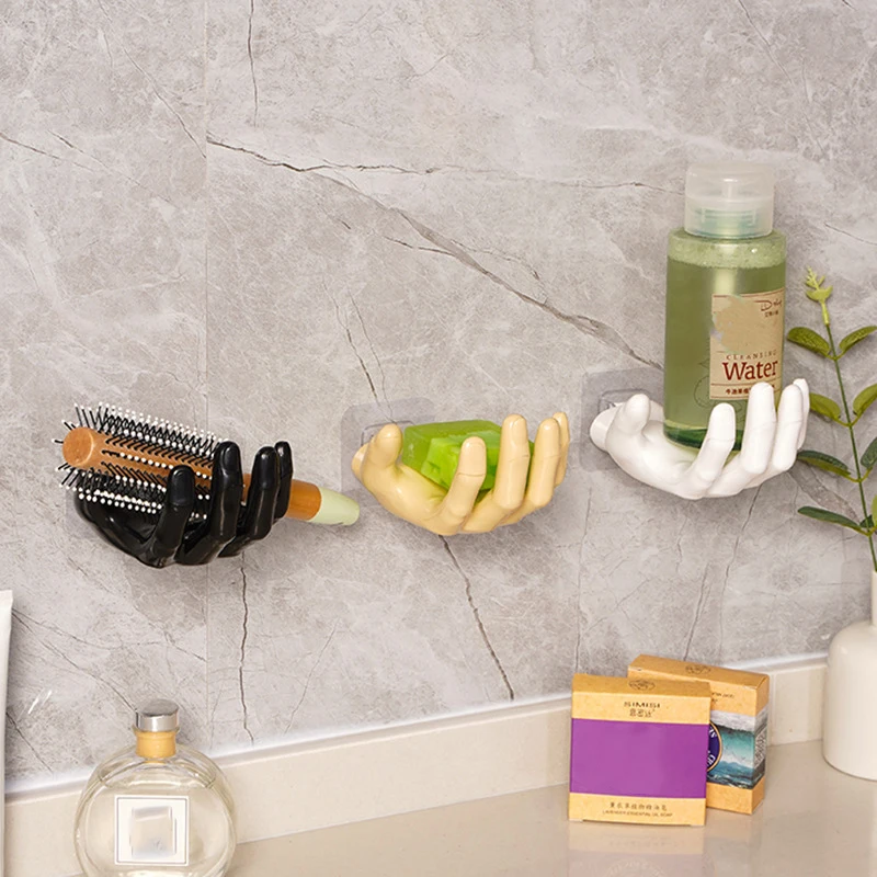 Palm Up Hook Soap Holder Finger Hand Shape Design Wall Hanger Hooks Bathroom Storage Display Rack Decor Home Organization