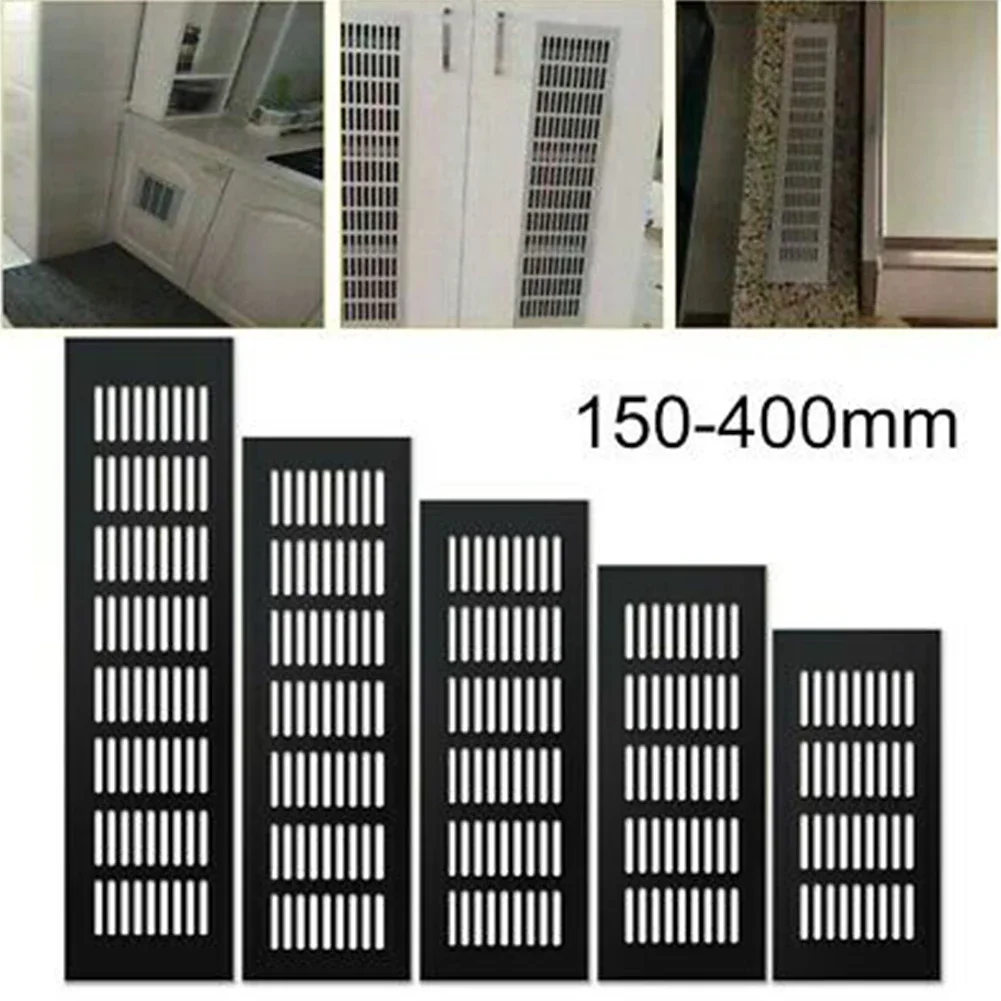 Grelha de ventilação de alumínio retangular, acessório de ventilação, duto preto, 100mm, 150mm, 400mm, 150mm-400mm