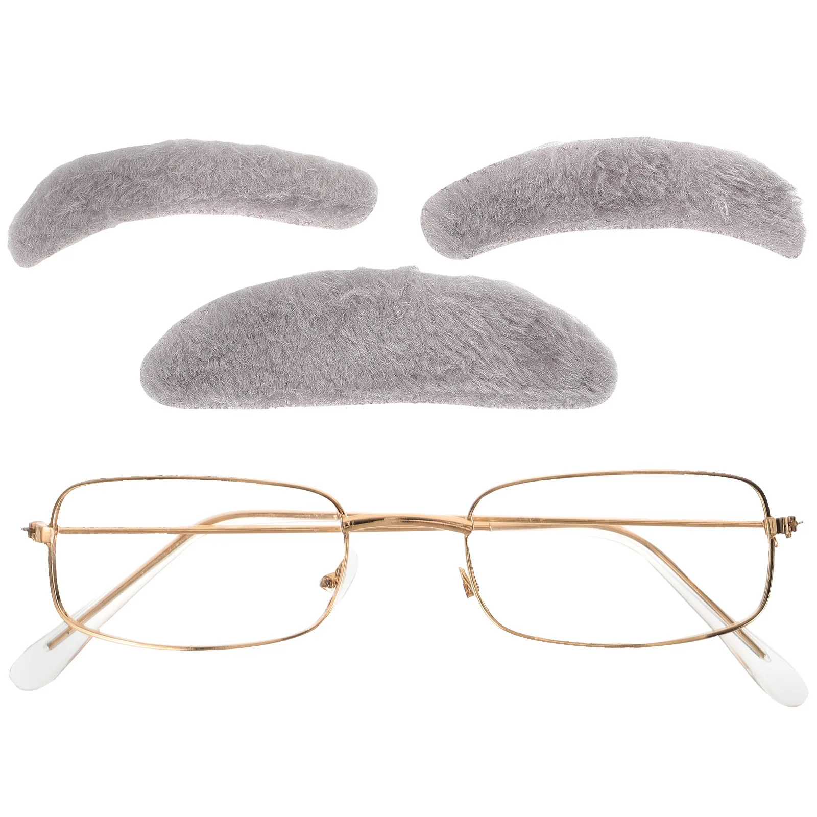 1Set Old Man Beard Eyebrows Glasses Set Realistic Cosplay Accessories for Halloween Costume Party Fake Eyebrows