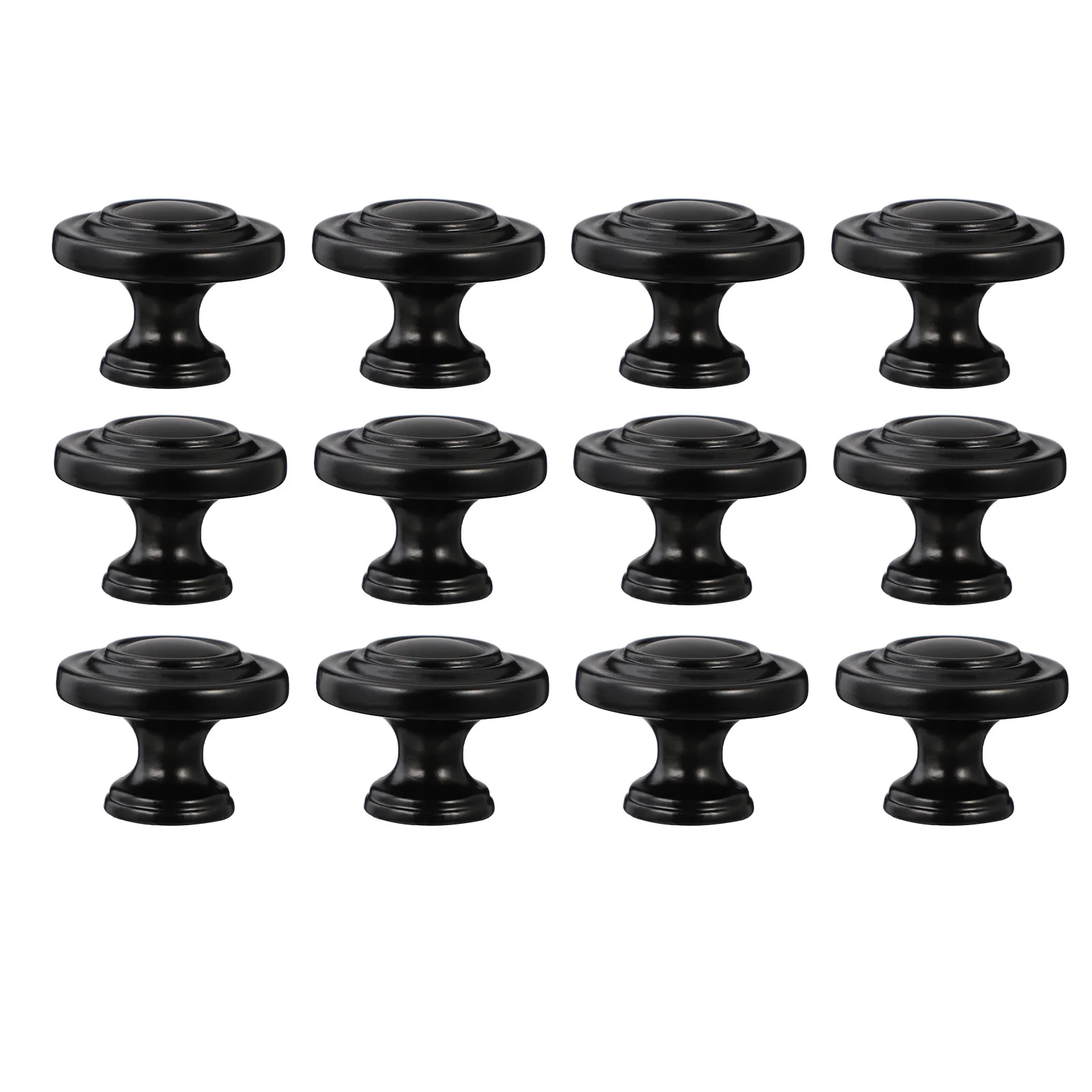 

12Pcs Round Drawer Pull Knobs Solid Zinc Alloy Door Handles Black Cupboard Knobs European Style for Home Bar Hotel Replacement