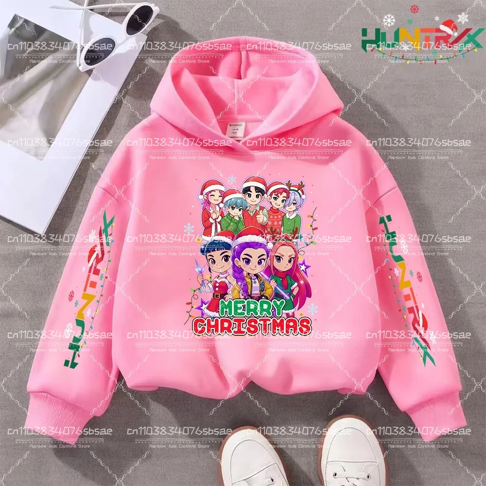 KPop Demon Hunters Felpa con cappuccio Y2K KPop Demon Hunters Felpe con cappuccio natalizie Ragazze Ragazzi Rumi Autunno Casual Manica lunga Abbigliamento per bambini