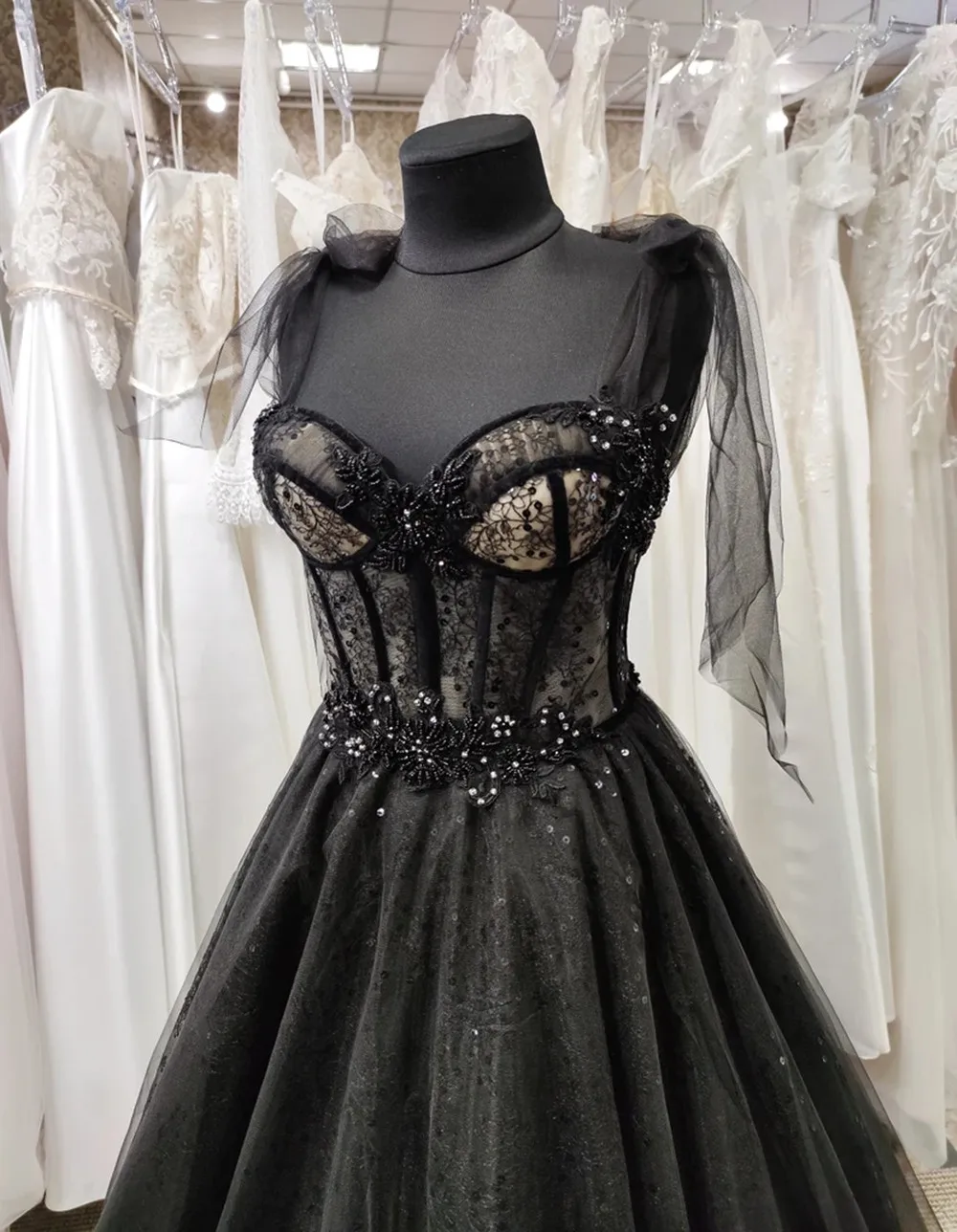 Gothic Black Wedding Dresses Sexy Ball Gown Prom Dresses Glitter Sweetheart Party Dresses Vestidos De Fiesta Customized