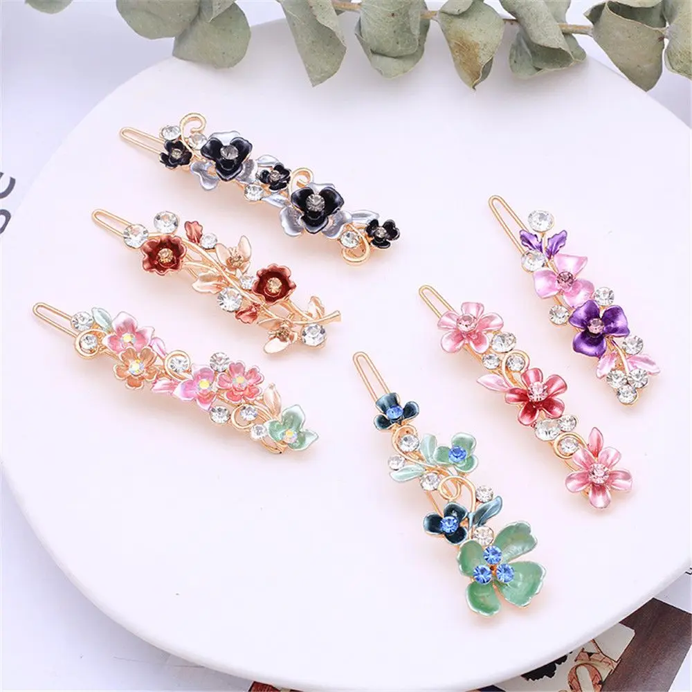 Elegant Party Wedding Accessories Rhinestone Hair Jewelry Floral Hairpin Headwear Hair Clip Barrettes