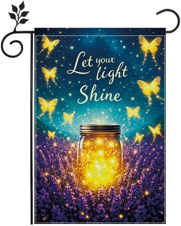 Inspirational Butterfly Garden Flag 12x18 Inch, Let Your Light Shine Lavender Garden Flag, Motivational Outdoor Yard Lawn Po jjp