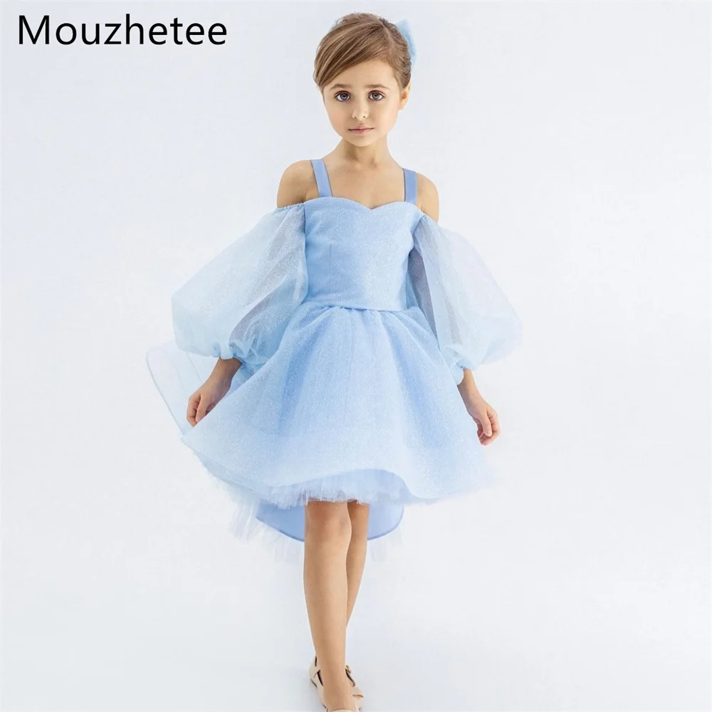 

Booma A-Line Spaghetti Strap Shiny Flowers Girl Dresses Girls Birthday Dresses Flowers Blue Girls Prom Gowns Customized 2026