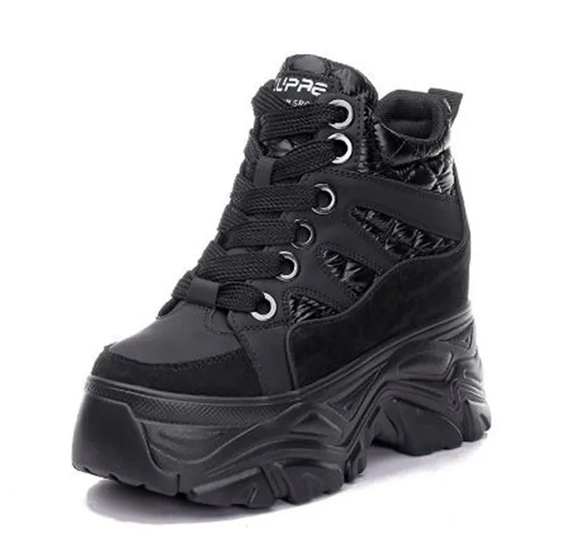 

NEW Women's Ankle Boot Autumn Flock Chunky Shoe Woman Platform Height Increased Sneakers 8CM Thick Sole Wedges Snow Boots Winter