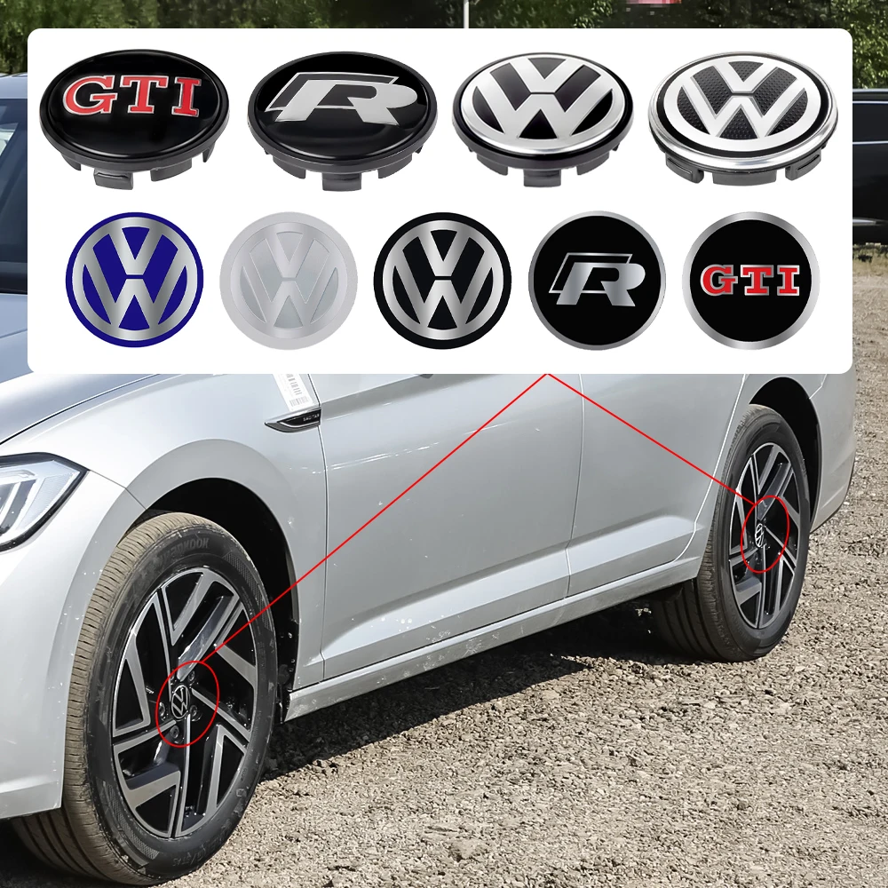 4Pcs 56/65/66mm Car Wheel Center Cover Stickers Hub Cap For Volkswagen VW GTI R Golf Polo Tiguan Passat Jetta Lavida Touran Bora