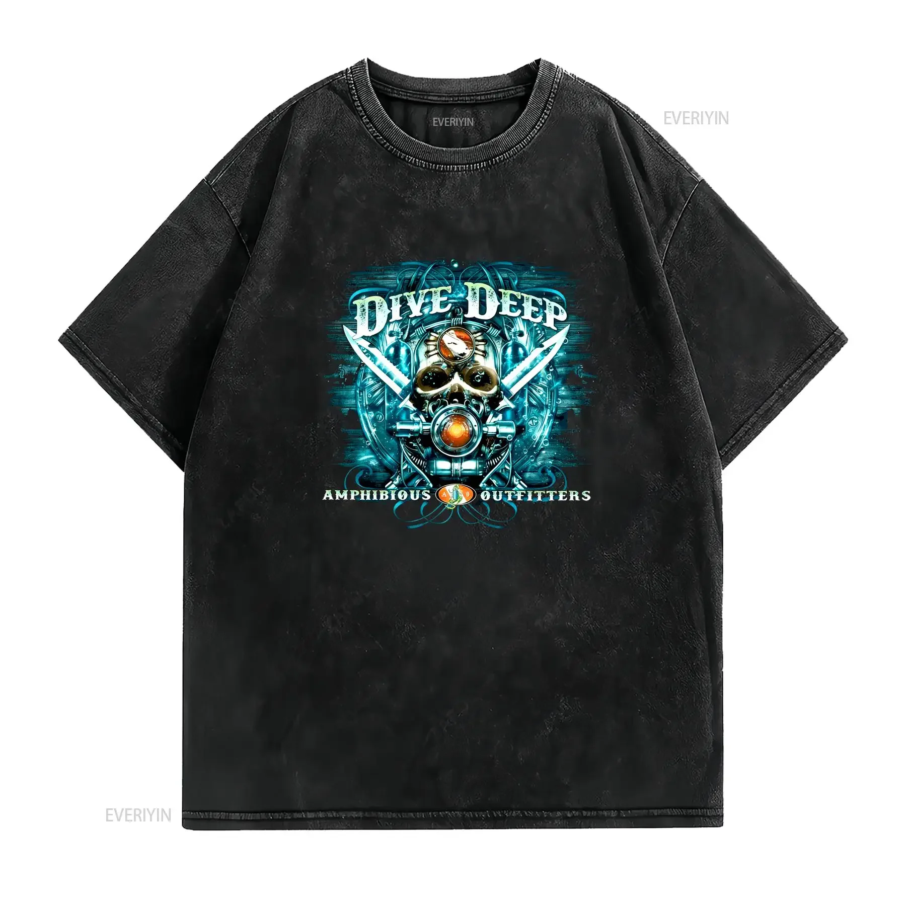 Amphibious Outfitters Divers Black T Shirt XL Under Water Ocean vintage Washed fashion Slightly Stretched Stylish Breathable