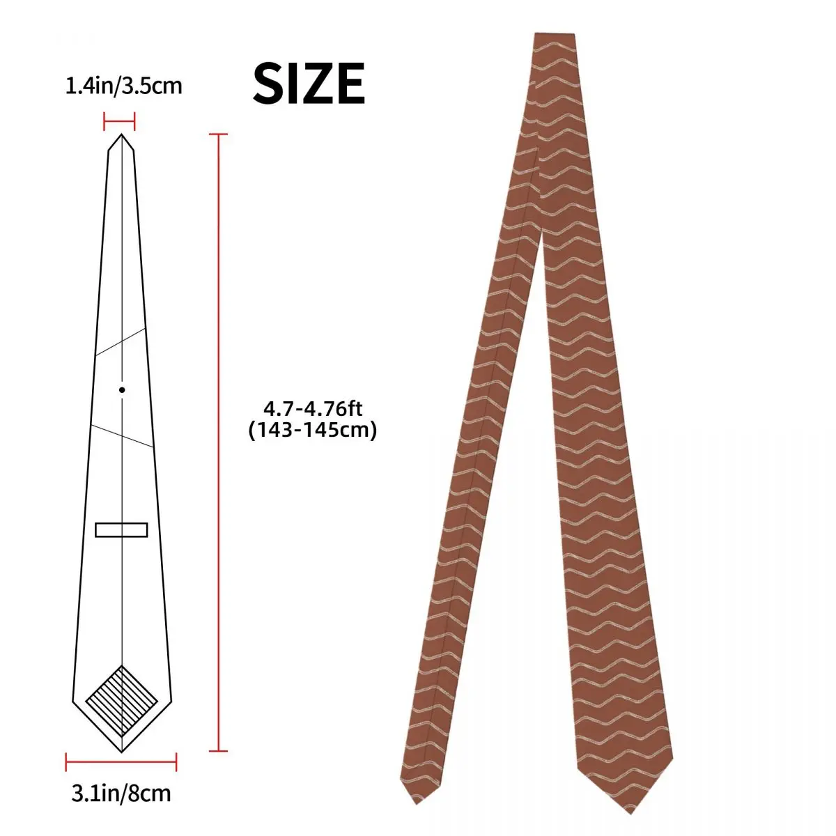 Mudcloth Pattern Minimalist Abstract Terracotta Boho Pattern Necktie for Men 8 cm Neck Ties Party Business Tie Classic Gravatas