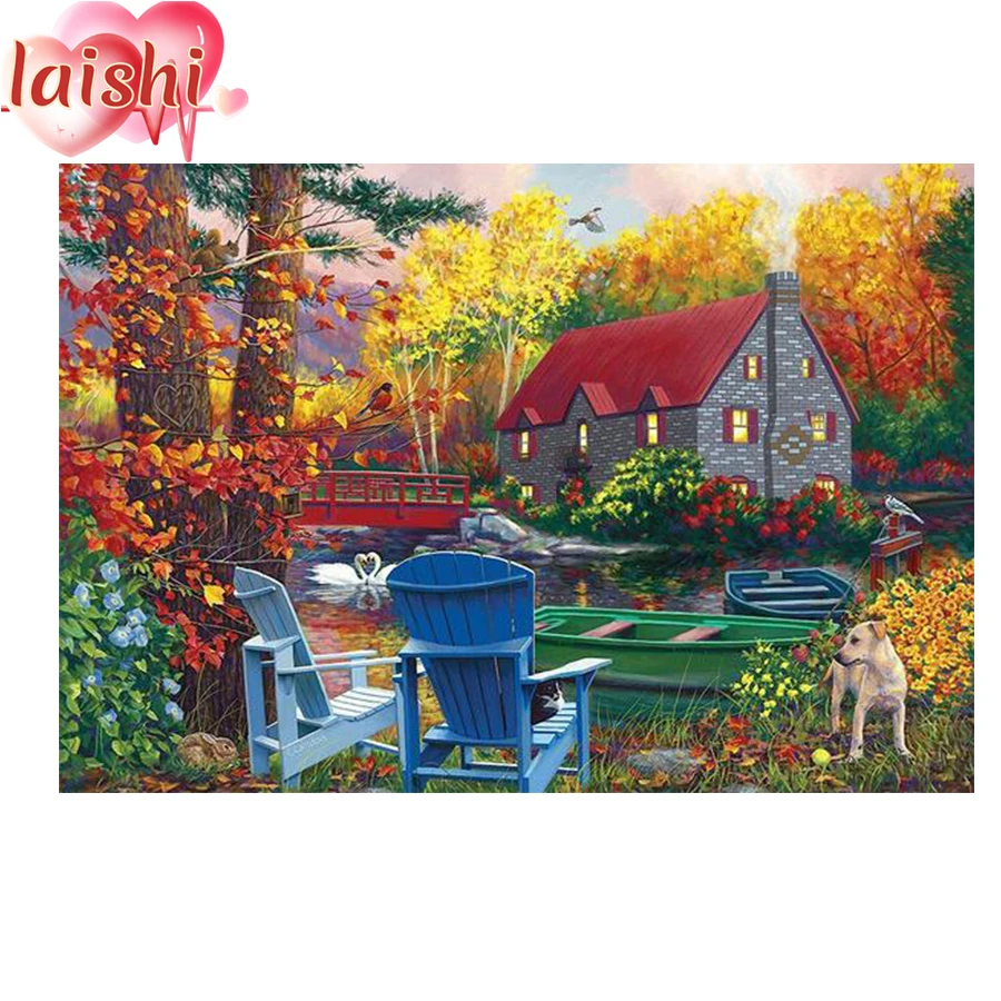 5D Diy Diamond Painting tree house dog boat duck Full Square/Round Diamond Embroidery Mosaic HD Quality Handmade Product Picture