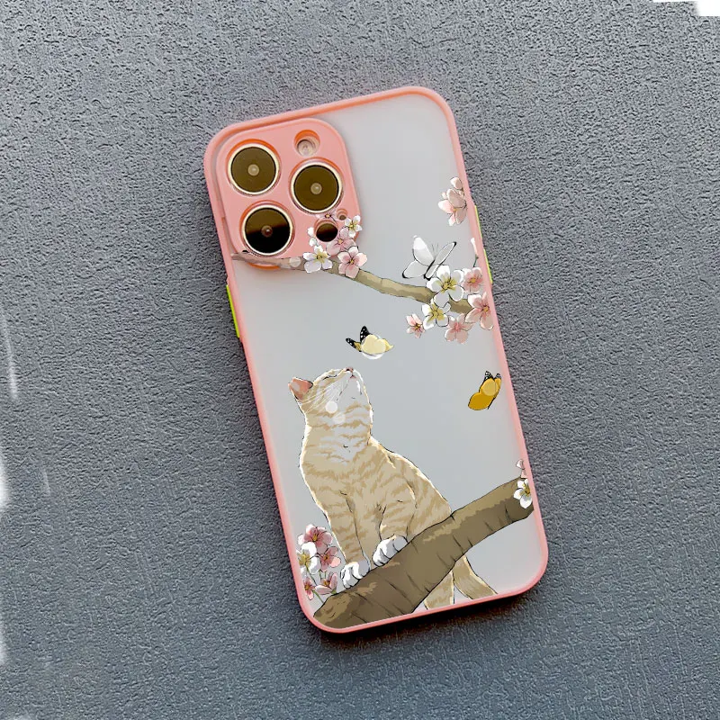 Niedliche Katzen-Blumen-Hülle für iPhone 17 16 15 14 Plus Pro Max 13 12 11 Pro Max Mini 16 Plus X XR XS Handyhüllen Stoßfeste Schutzhülle – Detail 5