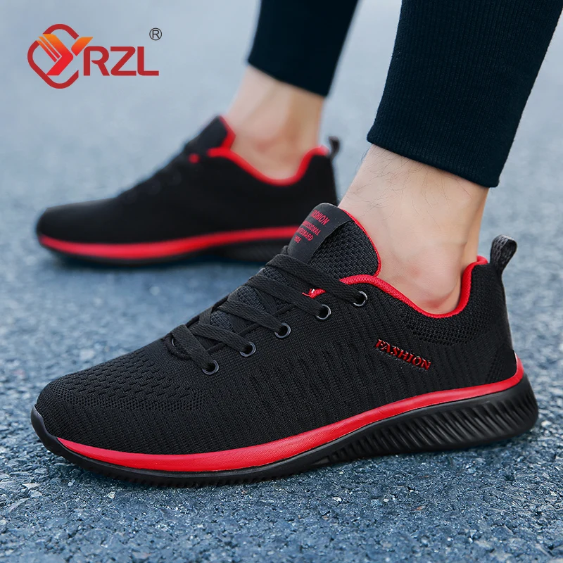 YRZL Zapatos para hombre, zapatillas deportivas ligeras para correr, zapatos clásicos transpirables, zapatos planos suaves informales en zapatillas de deporte de malla para exteriores para hombre