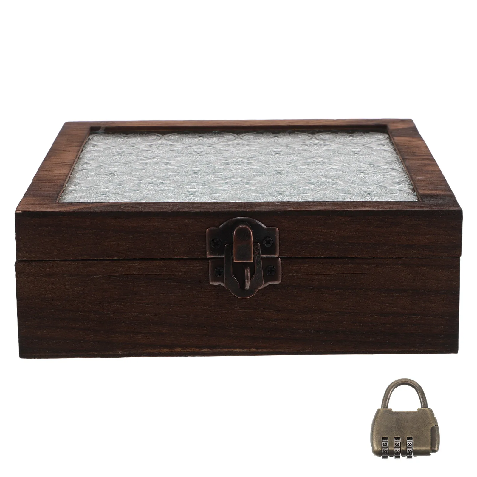 

Wood Jewelry Box Glass Lid Vintage Decorative Jewelry Keepsake Case for Rings Earrings Necklace Storage Wood Storage Box