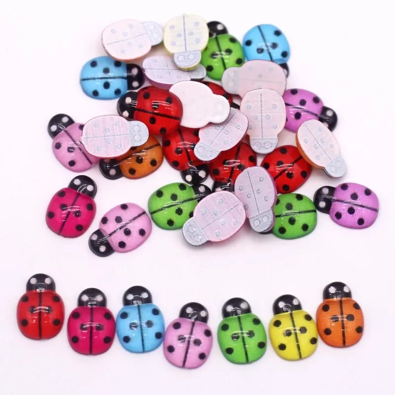 New 30/100pcs Mix Resin Ladybug 9*13mm Flatback Handicrafts Ornaments Child Gift Wedding Party Decoration DIY Jewelry Craft Supp