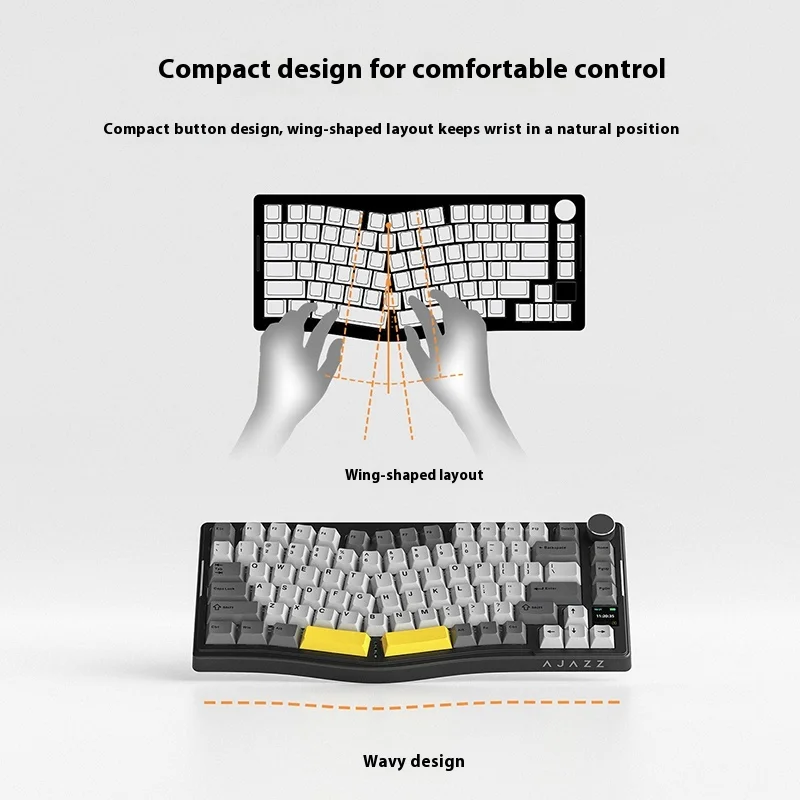 Ajazz  Aks075 Wireless Mechanical Keyboard Bluetooth Rgb Color Screen Gasket Structure Ergonomic Design For Gaming And Typing - Image 5