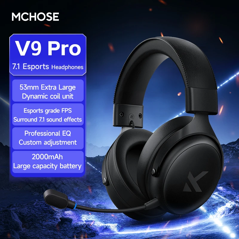 MCHOSE V9 Pro 헤드셋 마이크 포함 세 가지 모드 블루투스 무선 컴퓨터 PC 게이머 헤드폰 액세서리 V9 Pro MCHOSE